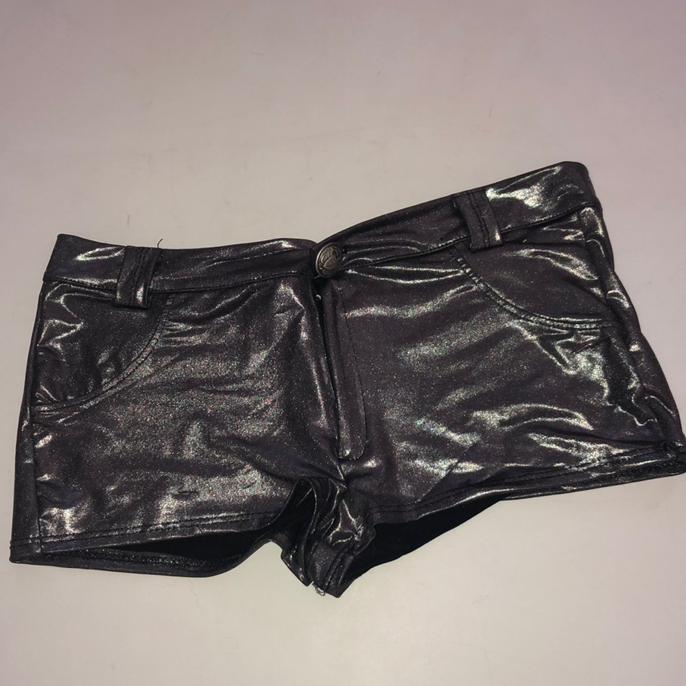 Metallic gunmetal ravewear booty shorts size S